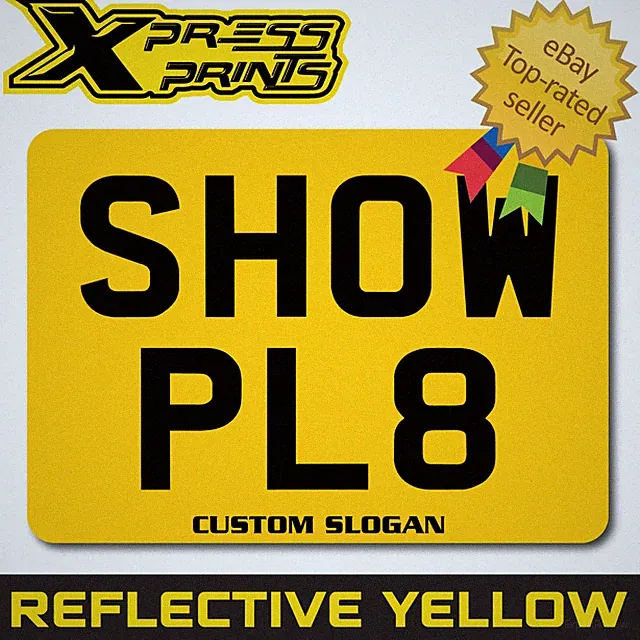 7x5 kids text age motorbike show number track day plate bike REFLECTIVE YELLOW