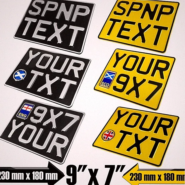 9x7 Show Pressed Number Plate Novelty Kids Door Car Motorcycle Bike 3D Gel Badge