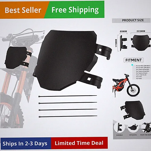 Front Number Plate for Ebike,Electric Dirt Bike Plate Replacement for Ridstar...