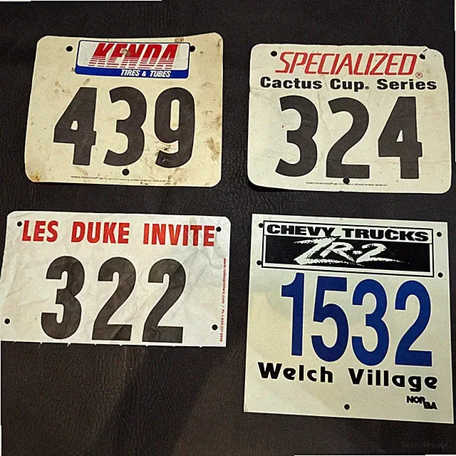 NORBA Off Road Race Bike Bib Number Plates Welch Village, Les Duke, Cactus Cup