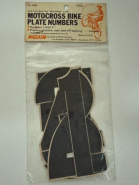 NOS OLD SCHOOL BMX RACE NUMBER PLATE NUMBER "1 " THRU 5 " - BLACK