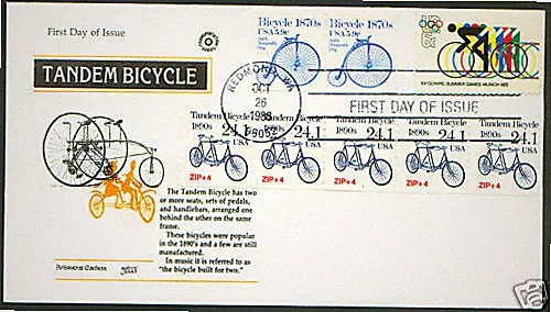 PNC FDC #2266 24.1c TANDEM BICYCLE Pl #1 PS5 Aristocrat