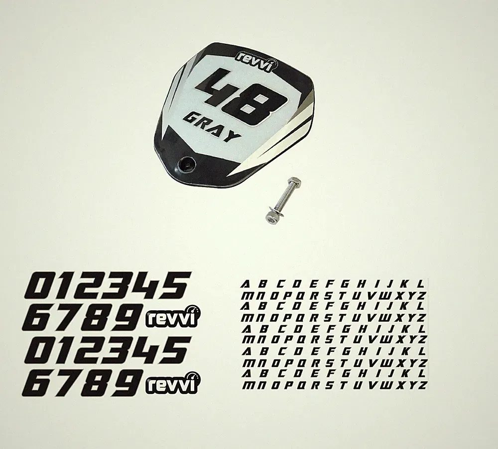 Revvi 12" & 16" electric balance bike motorcycle number plate and name board kit