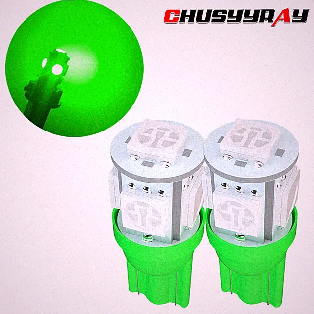 Ultra GREEN 5-SMD 2825/168/194 LED Bulbs For Motorcycle Bike Parking Lights