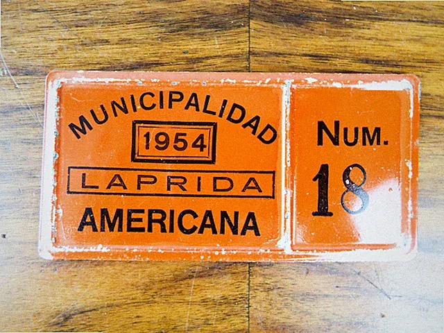 Vintage Argentinian License Plate Tricycle Bicycle Delivery 1954 Number 18