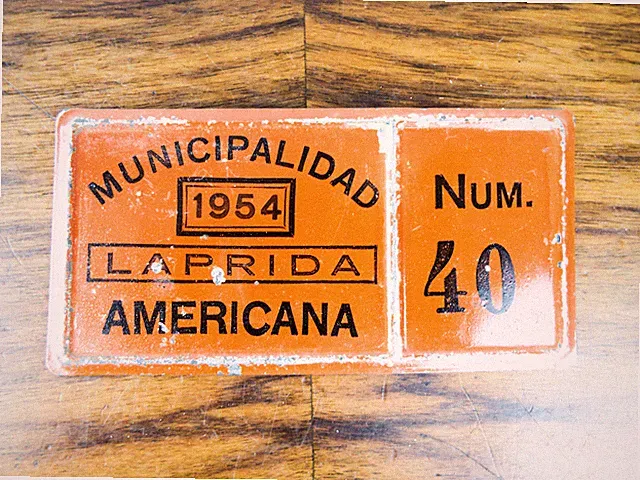 Vintage Argentinian License Plate Tricycle Bicycle Delivery 1954 Number 40